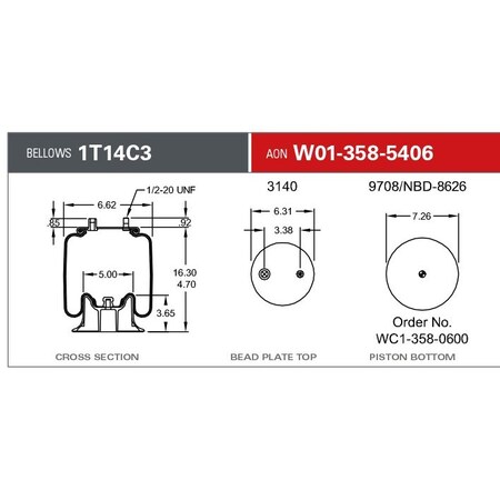 Firestone 1T14C3 3/4CF 1/2ST PST, W013585406 W013585406